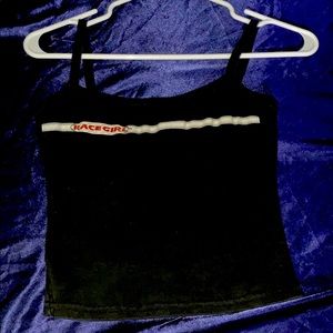 black kinda crop top racer girl tang top